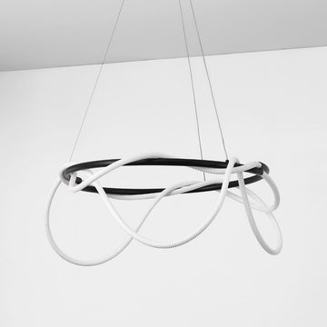 Lisette 25" Contemporary Minimalist 360 Adjustable Silicone Neon Rope Dimmable Integrated LED Chandelier - JONATHAN Y